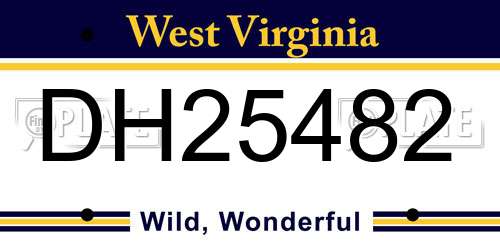 DH25482 West Virginia License Plate