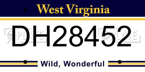 DH28452 West Virginia License Plate