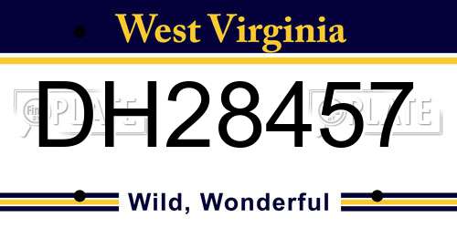 DH28457 West Virginia License Plate