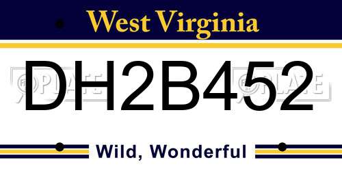 DH2B452 West Virginia License Plate