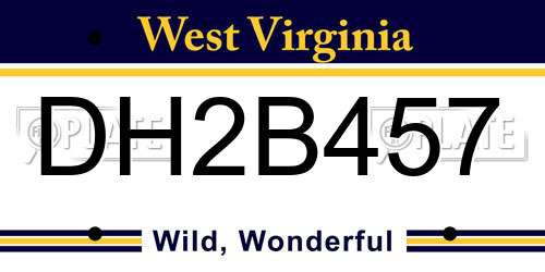 DH2B457 West Virginia License Plate