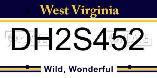 DH2S452 West Virginia License Plate