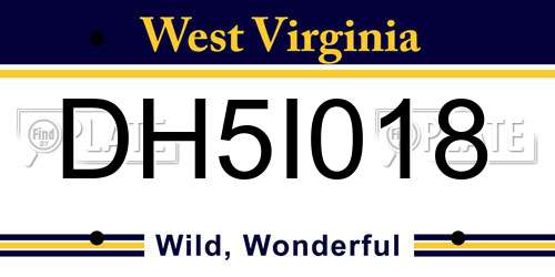 DH5I018 West Virginia License Plate
