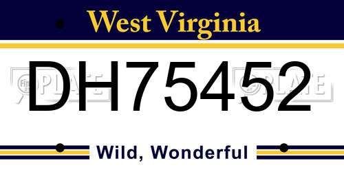 DH75452 West Virginia License Plate