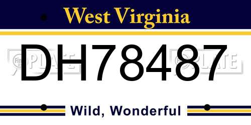 DH78487 West Virginia License Plate