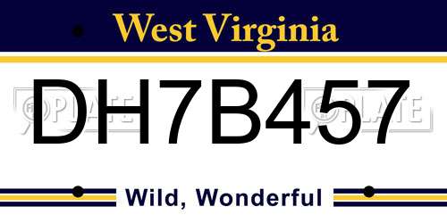 DH7B457 West Virginia License Plate