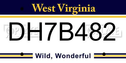 DH7B482 West Virginia License Plate
