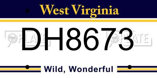 DH8673 West Virginia License Plate
