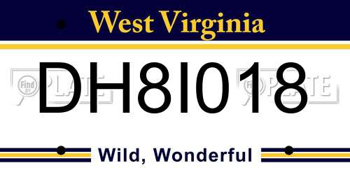 DH8I018 West Virginia License Plate