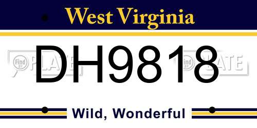 DH9818 West Virginia License Plate