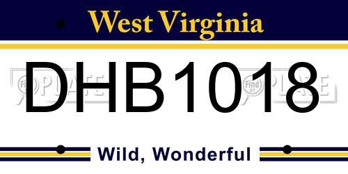 DHB1018 West Virginia License Plate