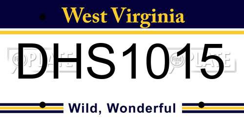 DHS1015 West Virginia License Plate