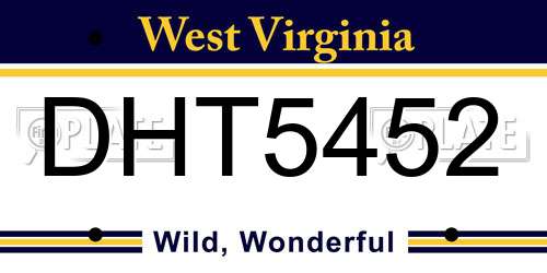 DHT5452 West Virginia License Plate