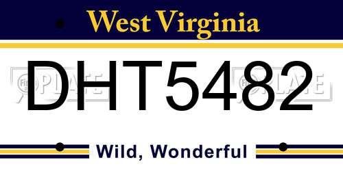 DHT5482 West Virginia License Plate