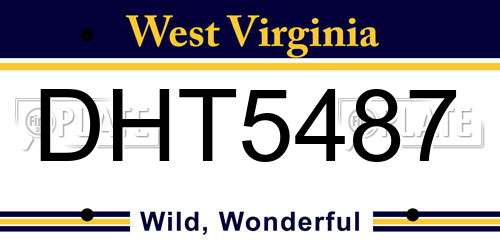 DHT5487 West Virginia License Plate