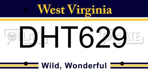 DHT629 West Virginia License Plate