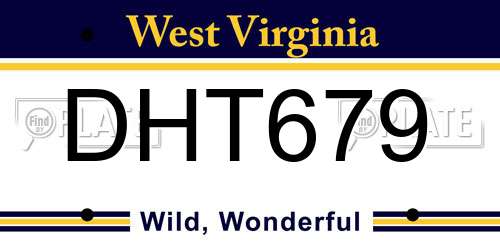 DHT679 West Virginia License Plate