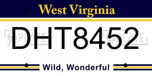 DHT8452 West Virginia License Plate