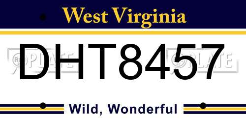 DHT8457 West Virginia License Plate