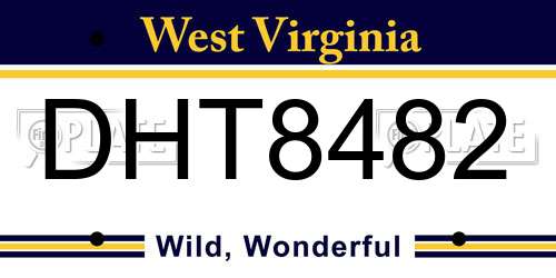 DHT8482 West Virginia License Plate