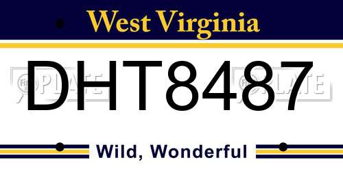 DHT8487 West Virginia License Plate