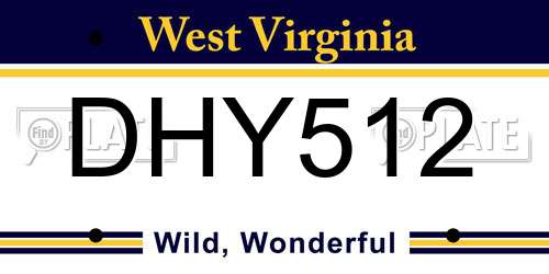 DHY512 West Virginia License Plate