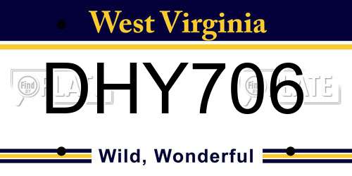 DHY706 West Virginia License Plate