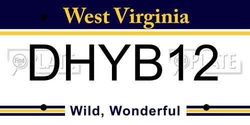 DHYB12 West Virginia License Plate