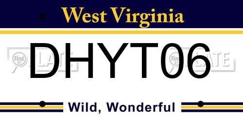 DHYT06 West Virginia License Plate