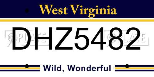 DHZ5482 West Virginia License Plate