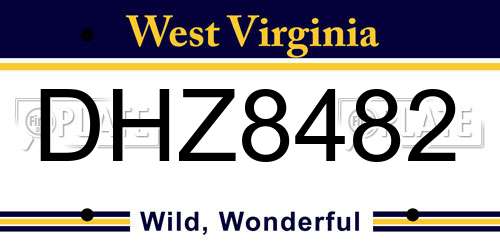 DHZ8482 West Virginia License Plate