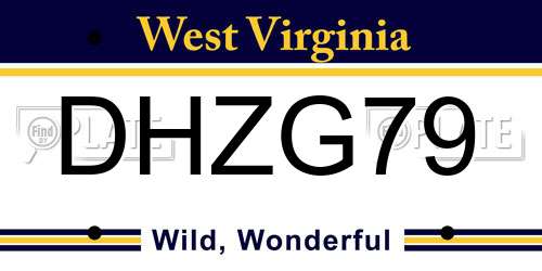 DHZG79 West Virginia License Plate