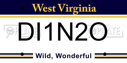 DI1N2O West Virginia License Plate