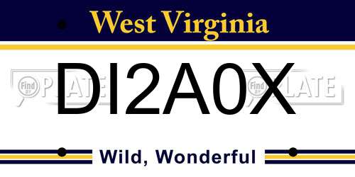 DI2A0X West Virginia License Plate