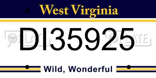DI35925 West Virginia License Plate