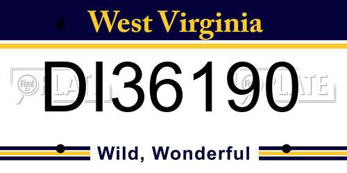 DI36190 West Virginia License Plate