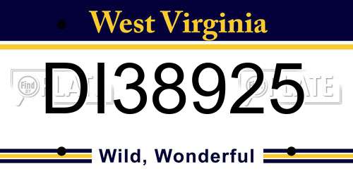 DI38925 West Virginia License Plate