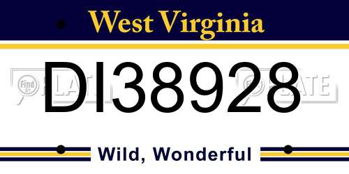 DI38928 West Virginia License Plate