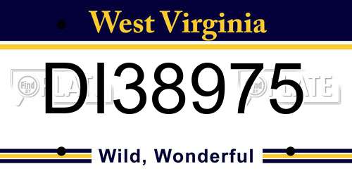 DI38975 West Virginia License Plate