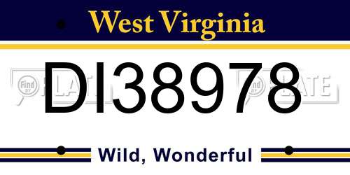 DI38978 West Virginia License Plate