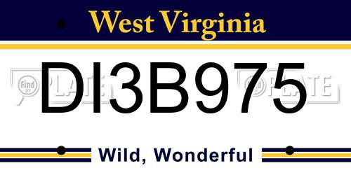 DI3B975 West Virginia License Plate