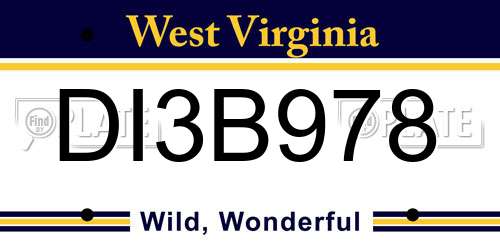 DI3B978 West Virginia License Plate