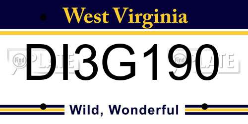 DI3G190 West Virginia License Plate