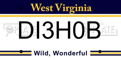 DI3H0B West Virginia License Plate