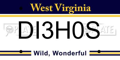 DI3H0S West Virginia License Plate