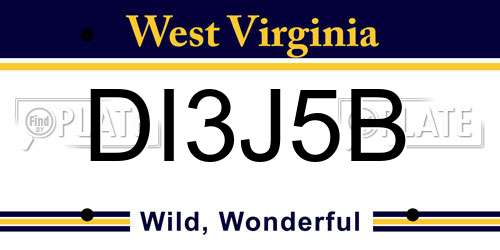 DI3J5B West Virginia License Plate