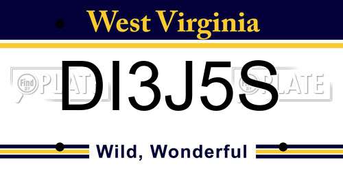 DI3J5S West Virginia License Plate