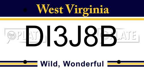DI3J8B West Virginia License Plate