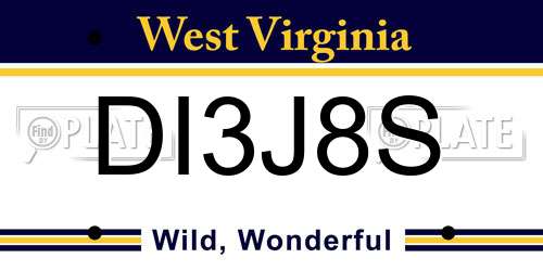 DI3J8S West Virginia License Plate