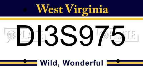DI3S975 West Virginia License Plate